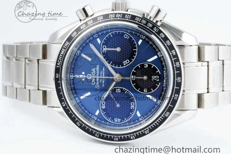 1222 UrbanChic Speedmaster Racing Master SS HKF Best Edition Blue Black Dial on SS Bracelet A 7808